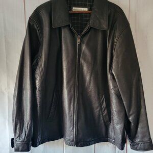Perry Ellis Men’s XL Classic Soft Leather Jacket, Brown, Lined, Adjustable Cuff